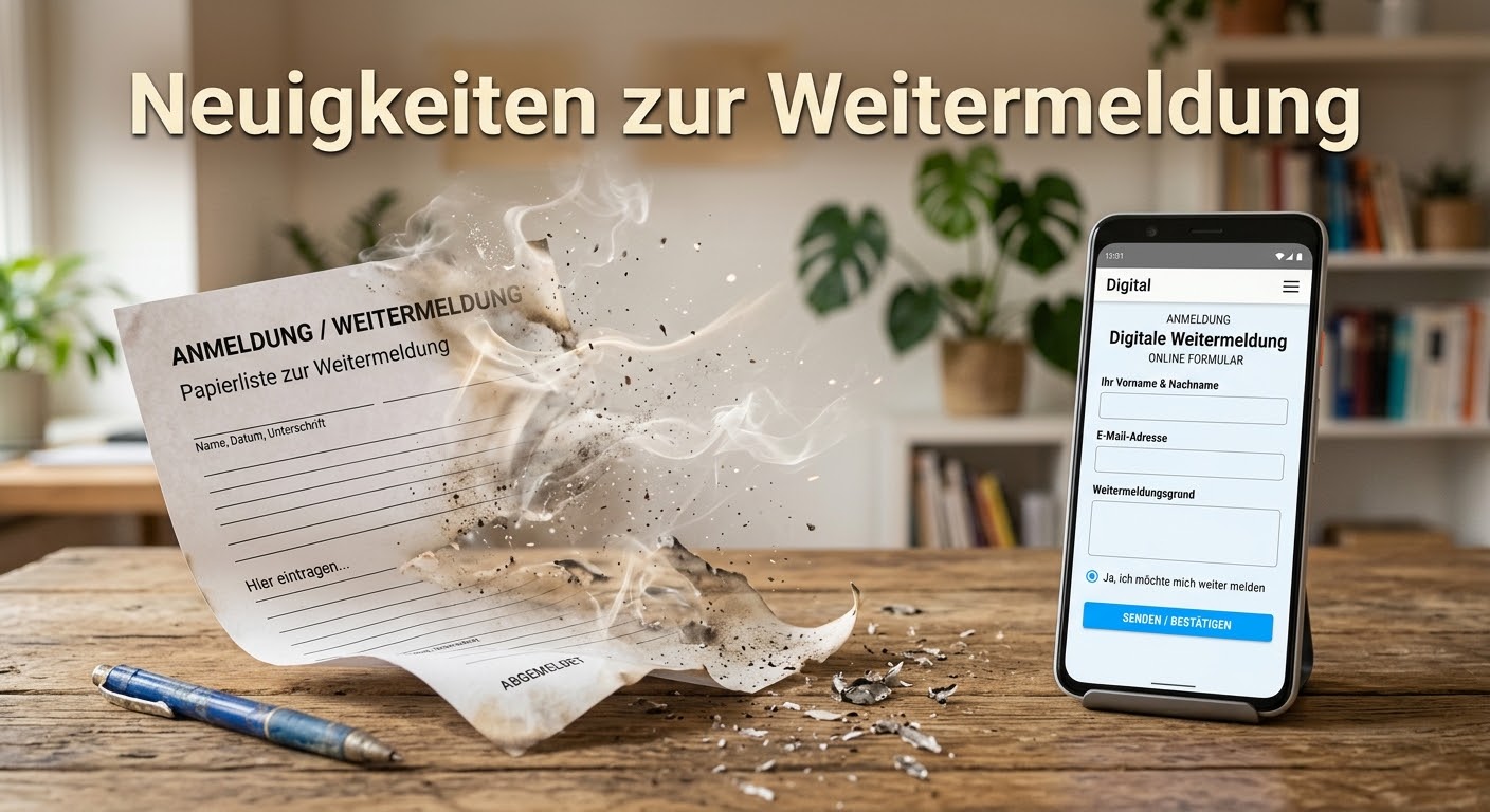 Öffnet die Seite 'Neuigkeiten zur Weitermeldung: Jetzt digital in den Lieblingskurs' ©Bild KI-generiert
