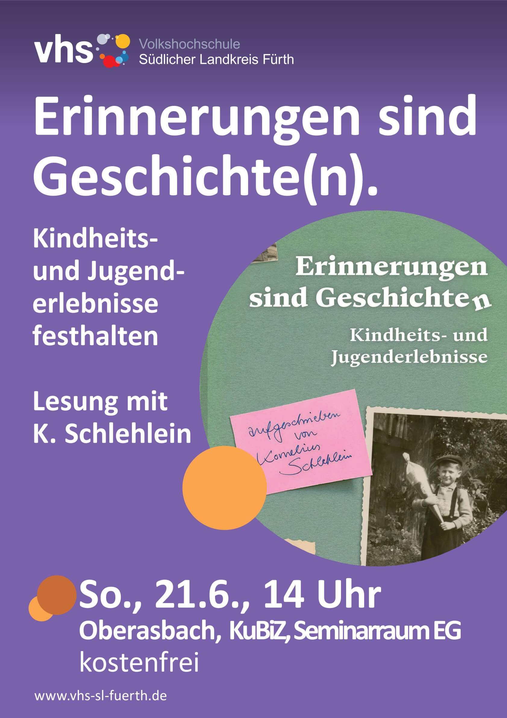 Öffnet die Seite 'Erinnerungen sind Geschichte(n) - Lesung und Gespräch mit Kornelius Schlehlein am Sonntag, 21.06.26, 14:00 Uhr' ©Kornelius Schlehlein